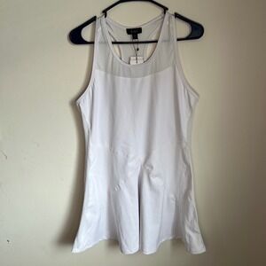ALALA White Racerback Tennis Dress FB-DR8 Perforated Mesh Trim Womens Large NWT